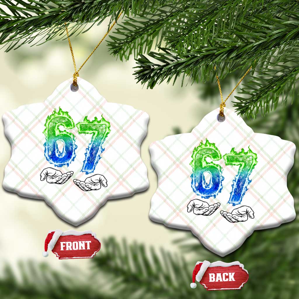 Green Fire Flame Six Seven Ceramic Ornament Trendy Meme Gift TS12 Print Your Wear