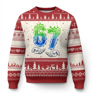 Green Fire Flame Six Seven Ugly Christmas Sweater Trendy Meme Gift TS12 Beige Red Print Your Wear