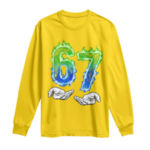 Green Fire Flame Six Seven Long Sleeve Shirt Trendy Meme Gift TS12 Daisy Print Your Wear