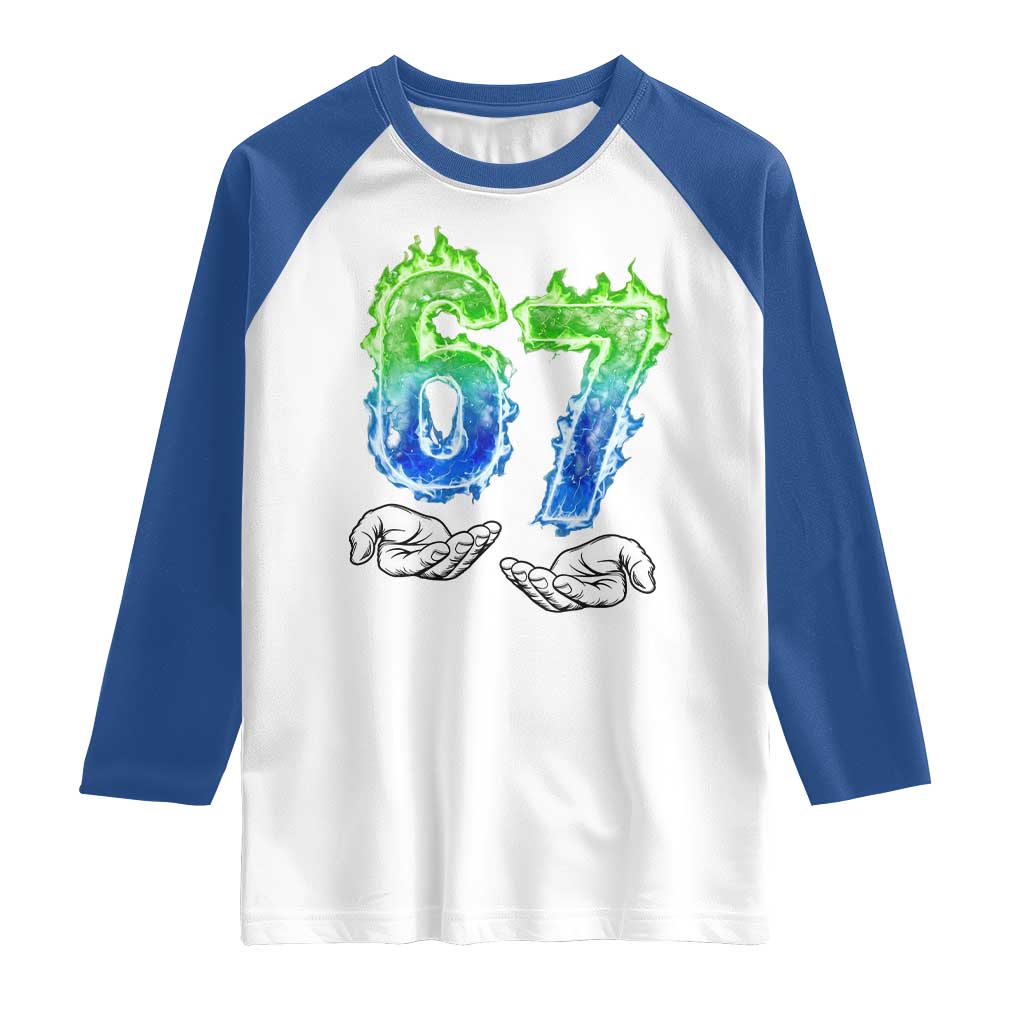 Green Fire Flame Six Seven Raglan Shirt Trendy Meme Gift TS12 White Royal Print Your Wear