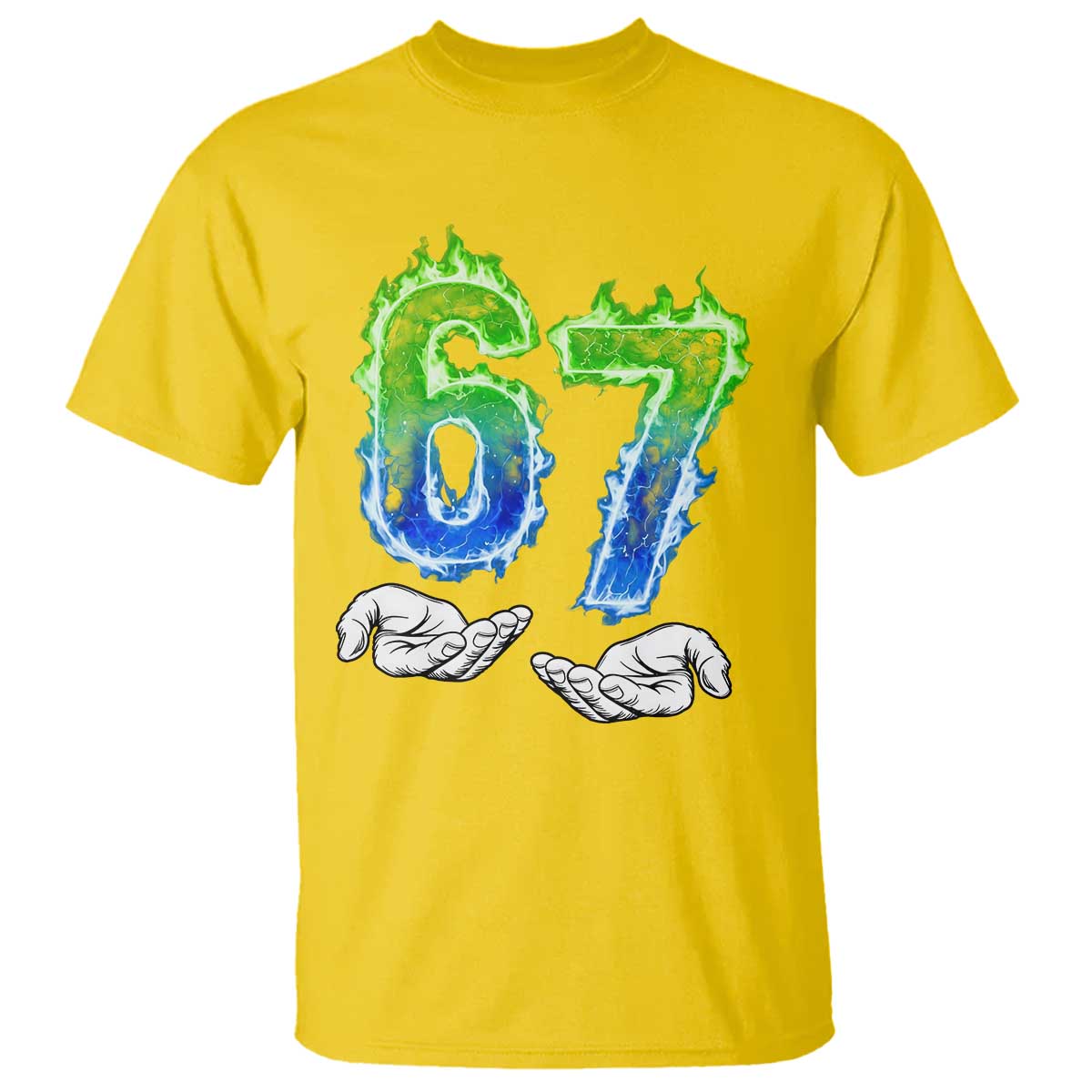 Green Fire Flame Six Seven T Shirt Trendy Meme Gift TS12 Daisy Print Your Wear