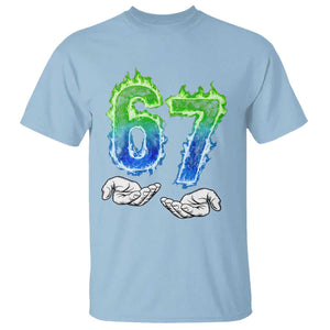 Green Fire Flame Six Seven T Shirt Trendy Meme Gift TS12 Light Blue Print Your Wear