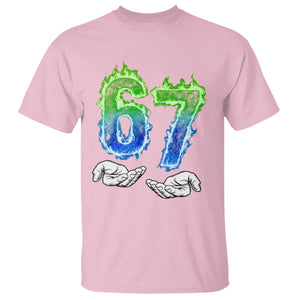Green Fire Flame Six Seven T Shirt Trendy Meme Gift TS12 Light Pink Print Your Wear