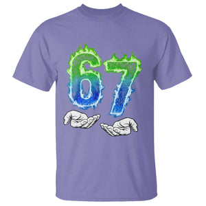 Green Fire Flame Six Seven T Shirt Trendy Meme Gift TS12 Violet Print Your Wear