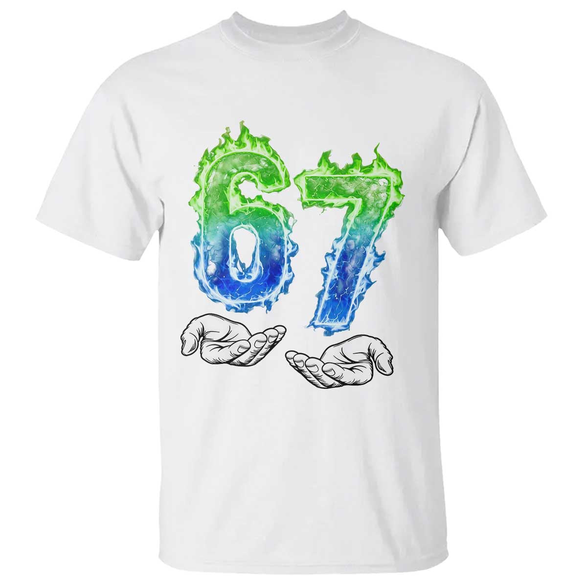 Green Fire Flame Six Seven T Shirt Trendy Meme Gift TS12 White Print Your Wear
