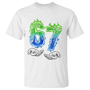 Green Fire Flame Six Seven T Shirt Trendy Meme Gift TS12 White Print Your Wear