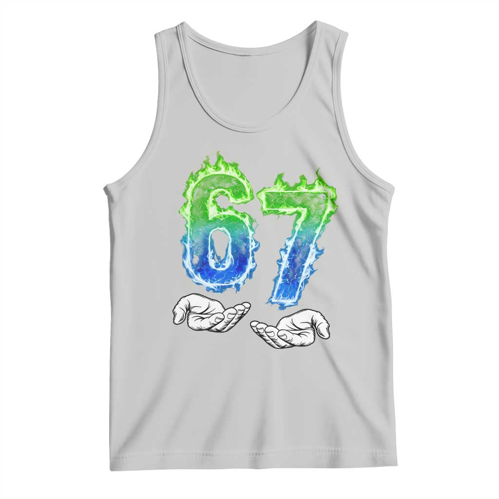 Green Fire Flame Six Seven Tank Top Trendy Meme Gift TS12 Ash Print Your Wear