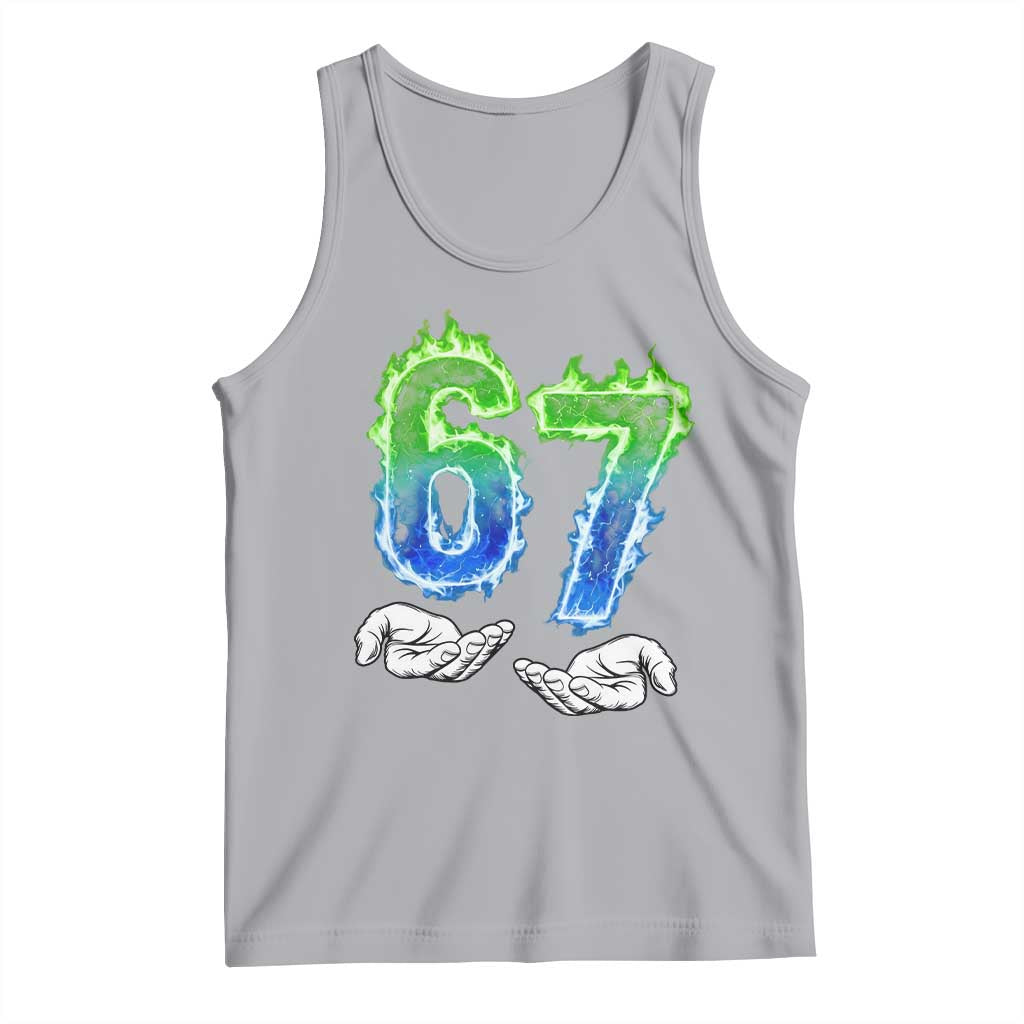 Green Fire Flame Six Seven Tank Top Trendy Meme Gift TS12 Athletic Heather Print Your Wear