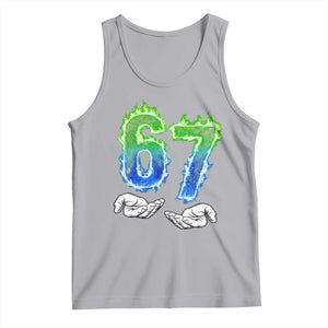 Green Fire Flame Six Seven Tank Top Trendy Meme Gift TS12 Athletic Heather Print Your Wear