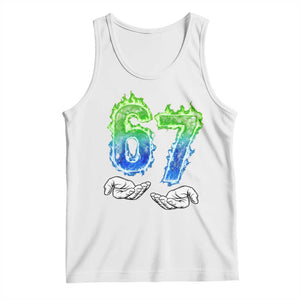 Green Fire Flame Six Seven Tank Top Trendy Meme Gift TS12 White Print Your Wear