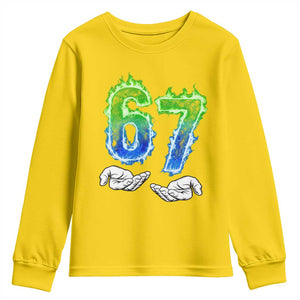 Green Fire Flame Six Seven Youth Sweatshirt Trendy Meme Gift TS12 Daisy Print Your Wear