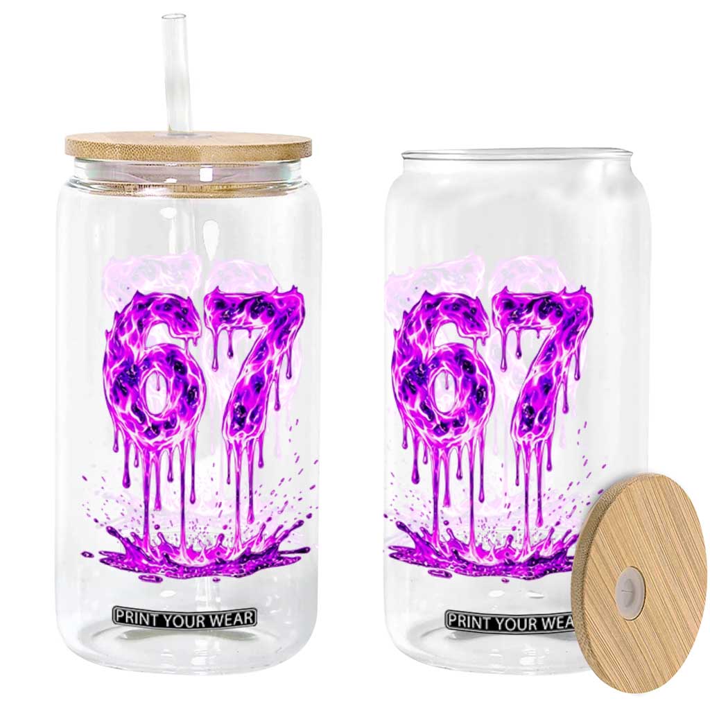 Drip Fire Flame Six Seven Glass Can Trendy Meme Gift TS12 Print Your Wear