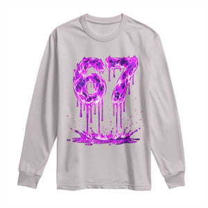 Drip Fire Flame Six Seven Long Sleeve Shirt Trendy Meme Gift TS12 Ice Gray Print Your Wear