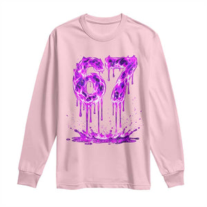 Drip Fire Flame Six Seven Long Sleeve Shirt Trendy Meme Gift TS12 Light Pink Print Your Wear