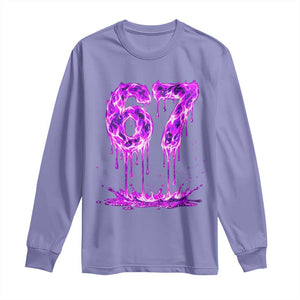 Drip Fire Flame Six Seven Long Sleeve Shirt Trendy Meme Gift TS12 Violet Print Your Wear