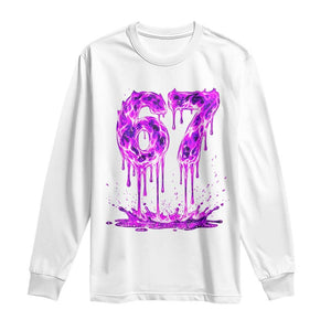 Drip Fire Flame Six Seven Long Sleeve Shirt Trendy Meme Gift TS12 White Print Your Wear