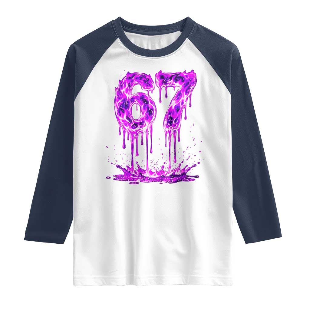 Drip Fire Flame Six Seven Raglan Shirt Trendy Meme Gift TS12 White Navy Print Your Wear