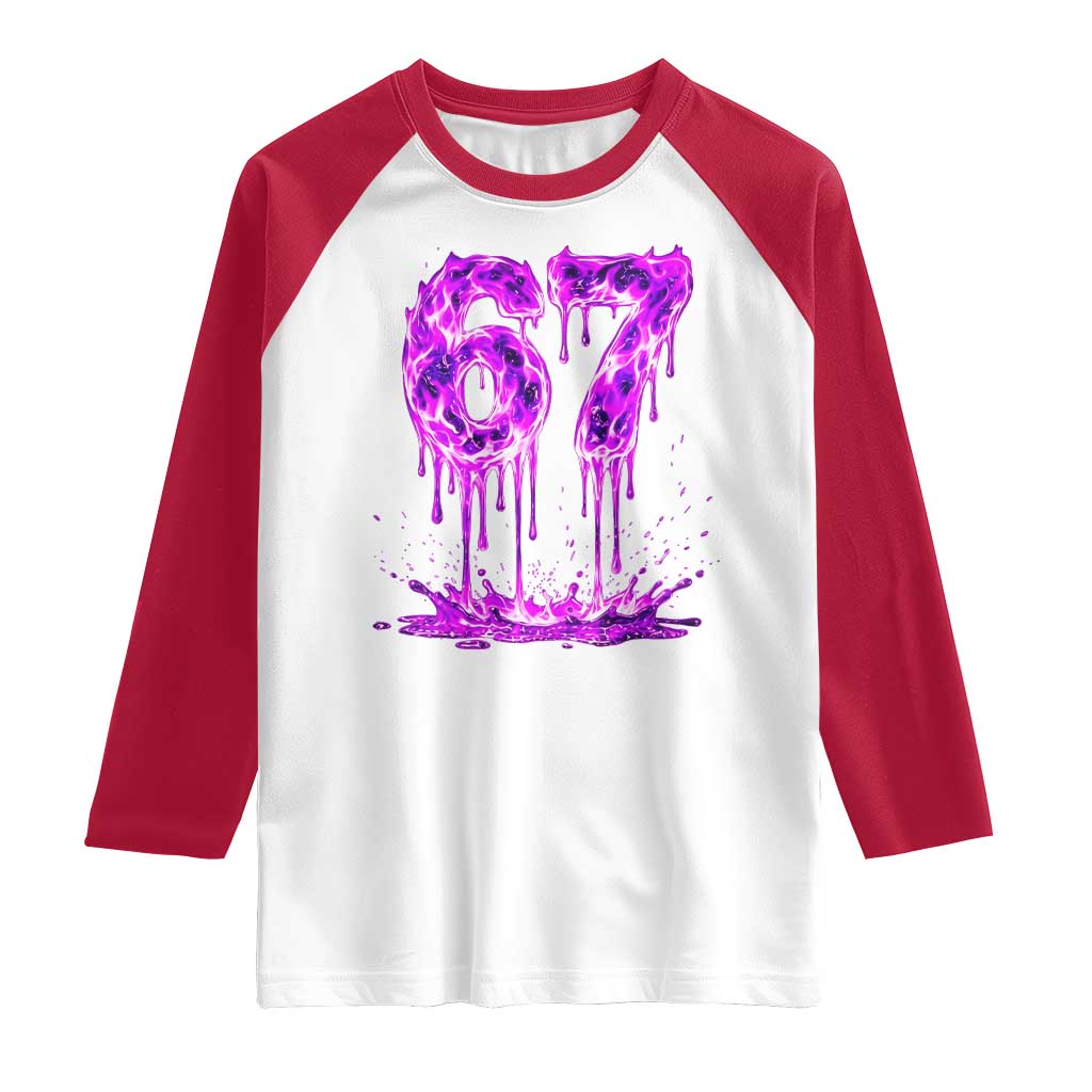 Drip Fire Flame Six Seven Raglan Shirt Trendy Meme Gift TS12 White Red Print Your Wear