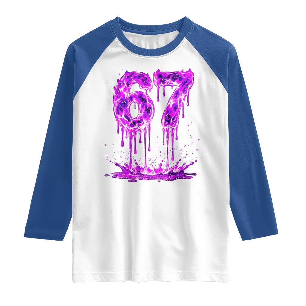 Drip Fire Flame Six Seven Raglan Shirt Trendy Meme Gift TS12 White Royal Print Your Wear