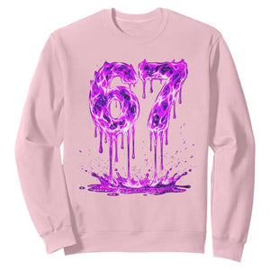 Drip Fire Flame Six Seven Sweatshirt Trendy Meme Gift TS12 Light Pink Print Your Wear