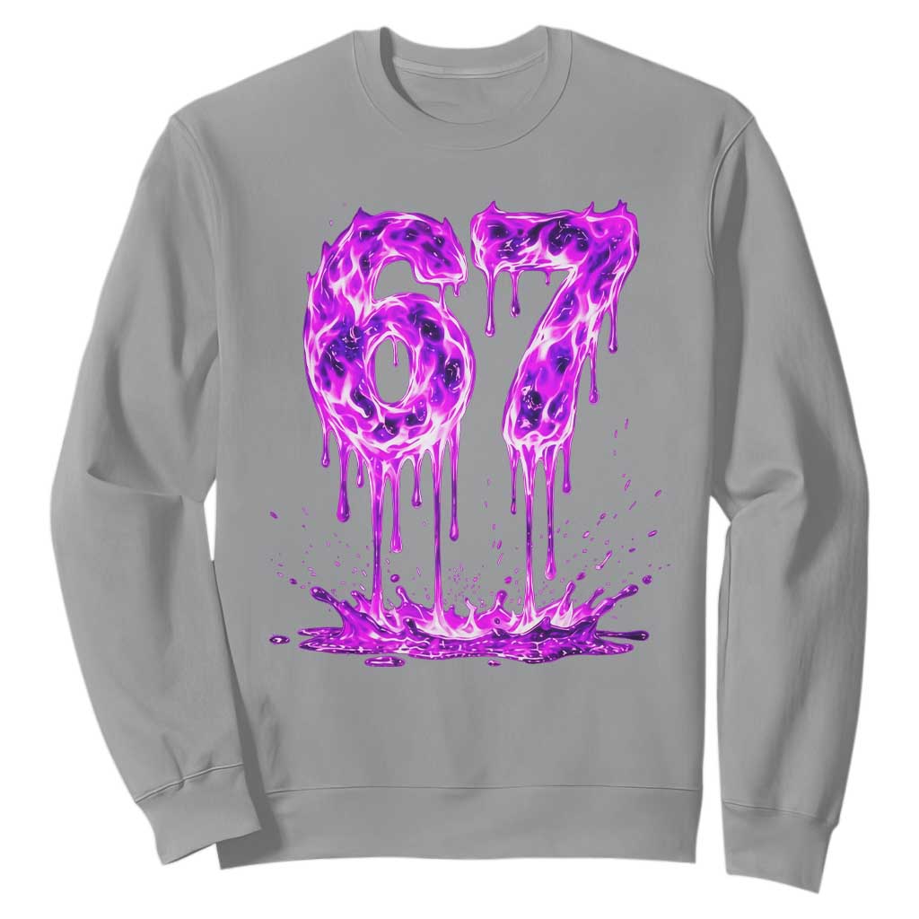 Drip Fire Flame Six Seven Sweatshirt Trendy Meme Gift TS12 Sport Gray Print Your Wear