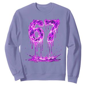 Drip Fire Flame Six Seven Sweatshirt Trendy Meme Gift TS12 Violet Print Your Wear