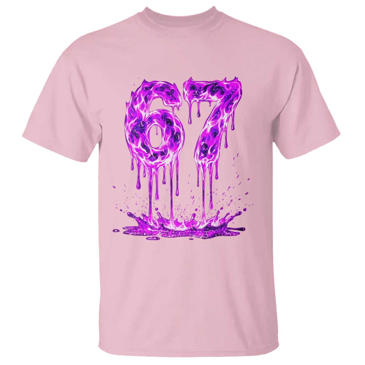 Drip Fire Flame Six Seven T Shirt Trendy Meme Gift TS12 Light Pink Print Your Wear