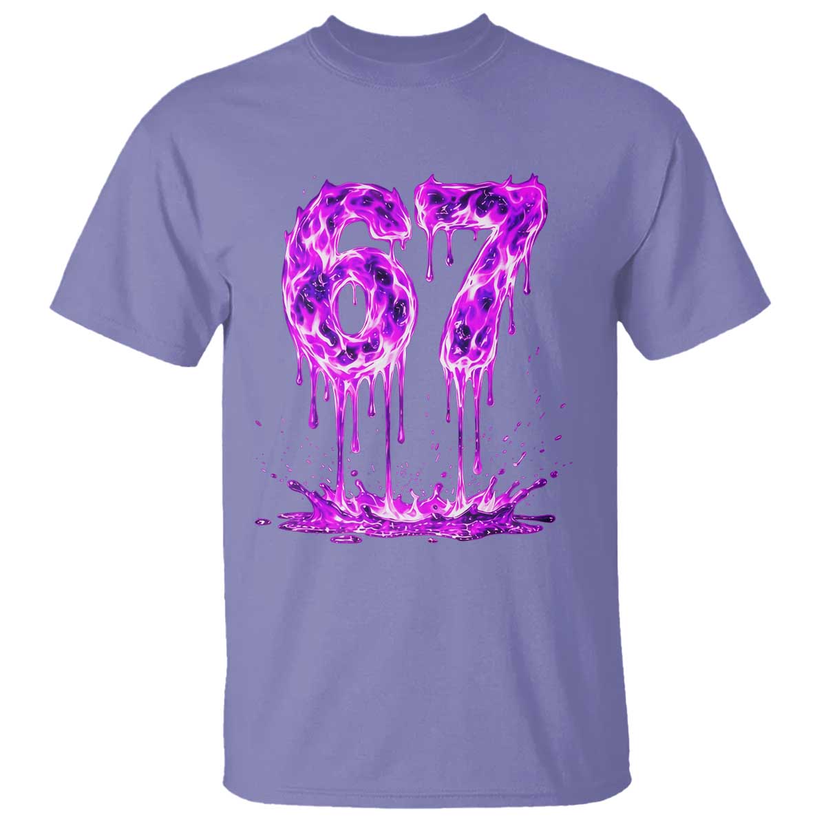 Drip Fire Flame Six Seven T Shirt Trendy Meme Gift TS12 Violet Print Your Wear