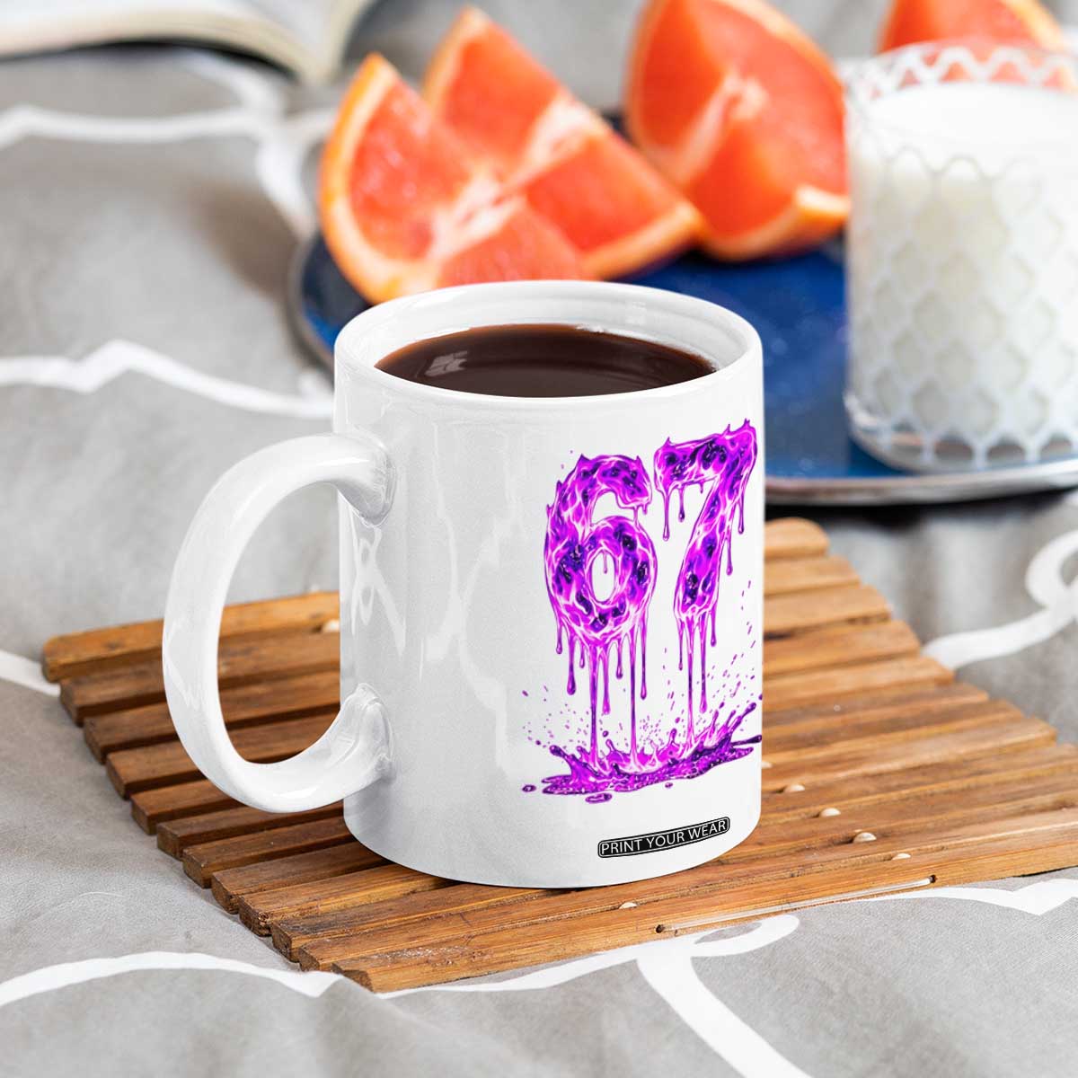 Drip Fire Flame Six Seven Coffee Mug Trendy Meme Gift TS12 Print Your Wear
