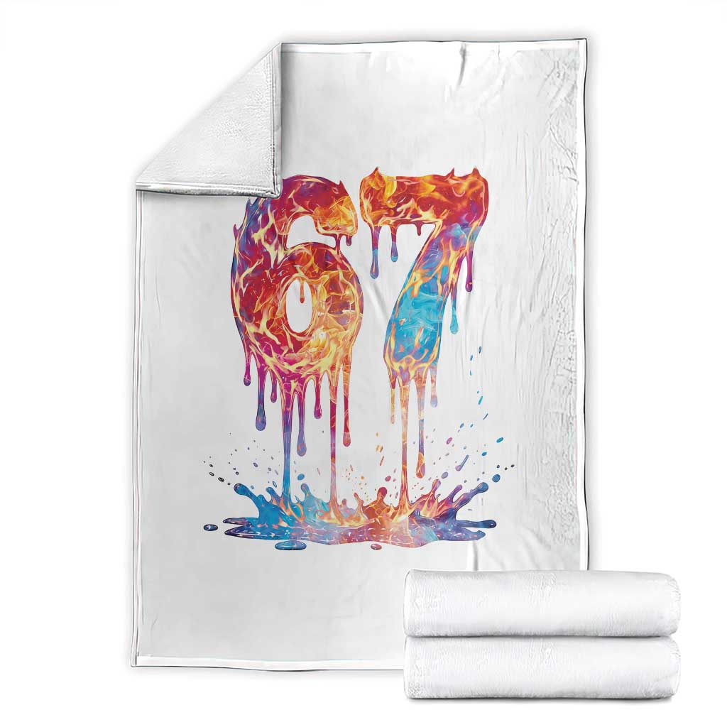 Burning Six Seven Throw Blanket Drip Fire Flame Meme TS12 White Print Your Wear