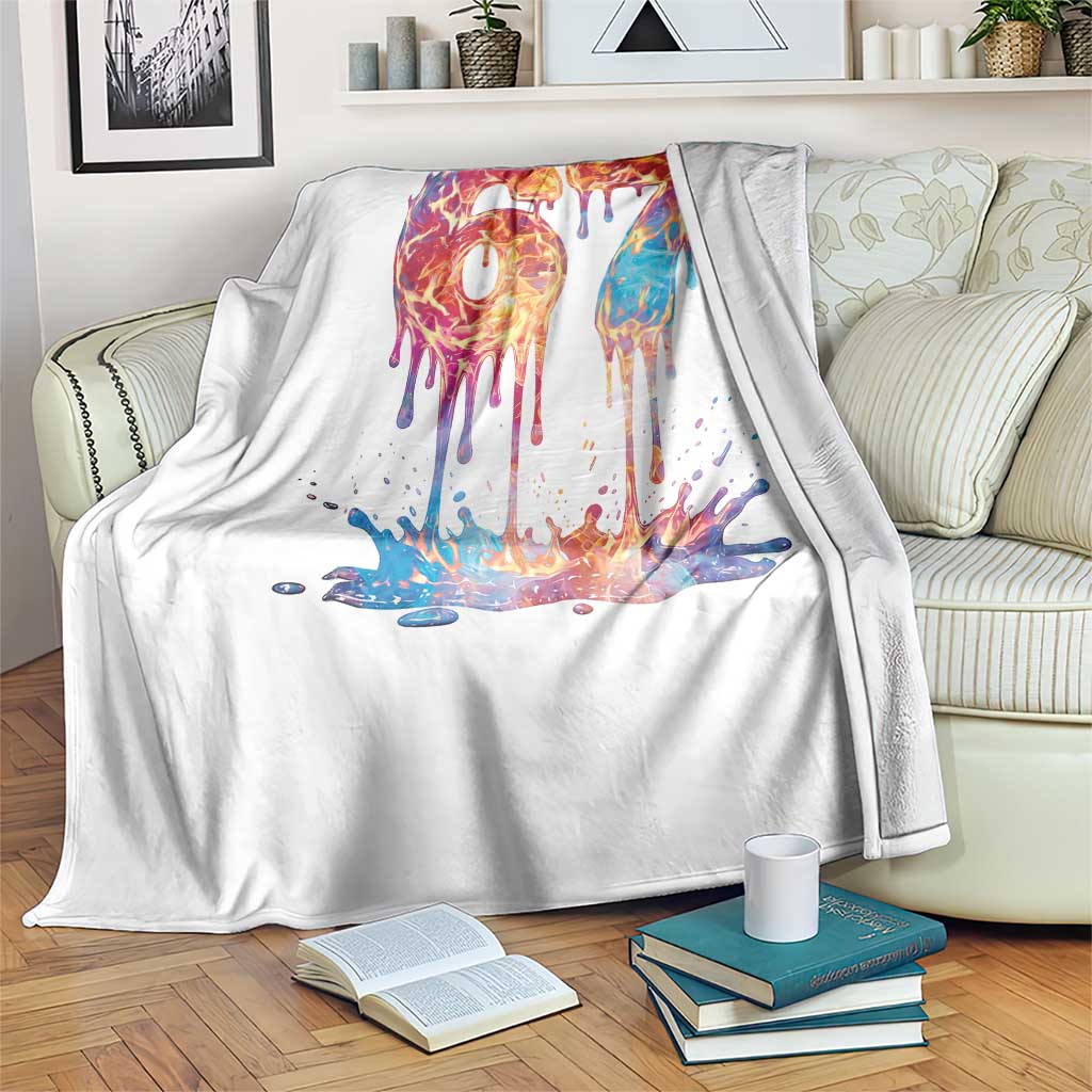Burning Six Seven Throw Blanket Drip Fire Flame Meme TS12 Print Your Wear