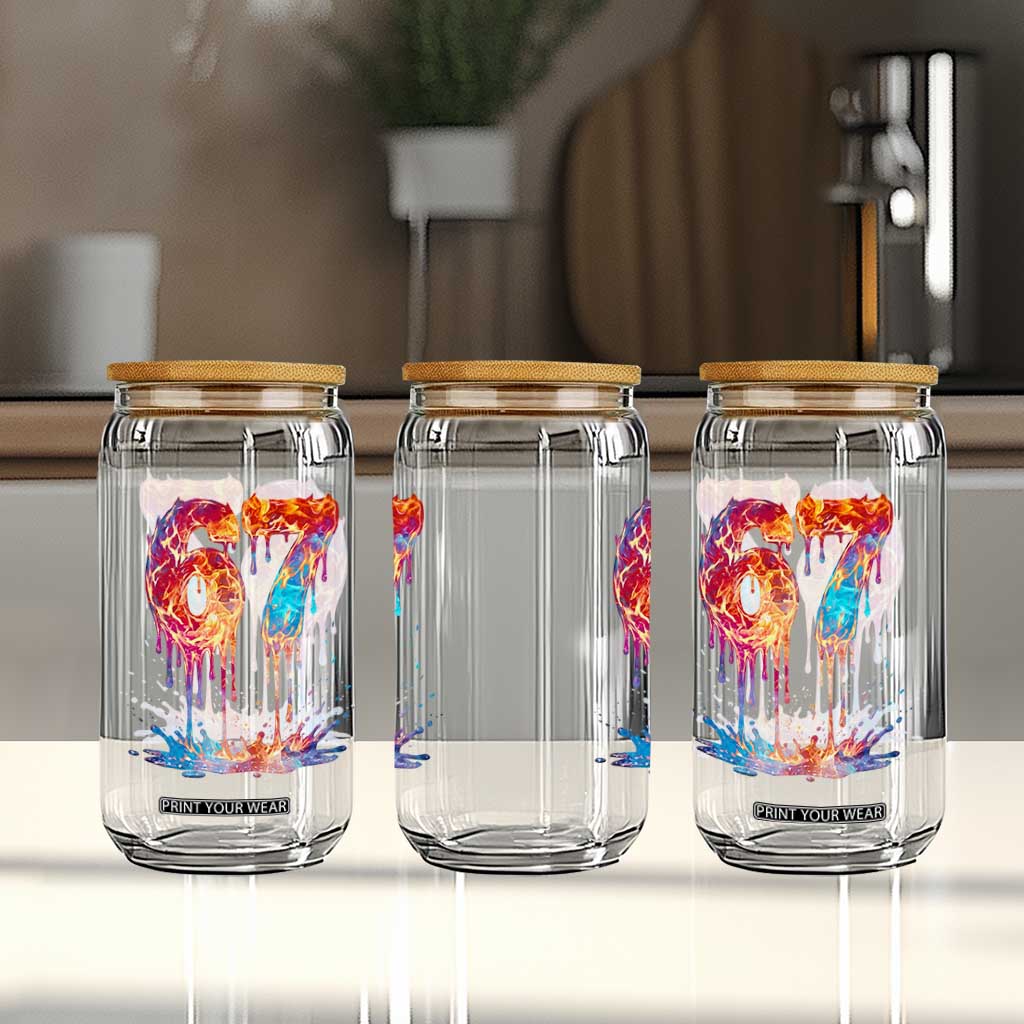 Burning Six Seven Glass Can Drip Fire Flame Meme TS12 Print Your Wear