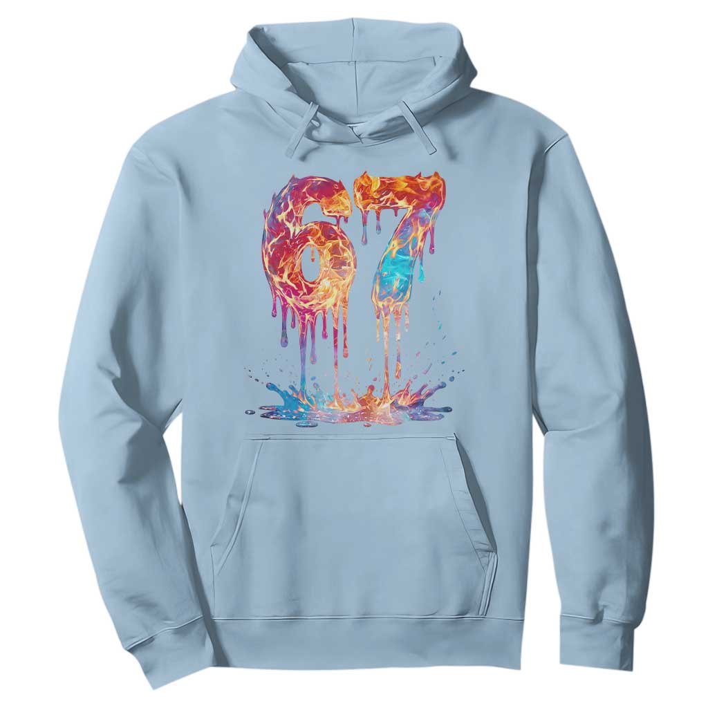 Burning Six Seven Hoodie Drip Fire Flame Meme TS12 Light Blue Print Your Wear