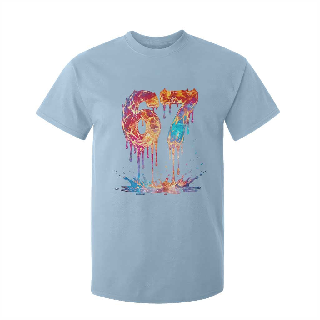 Burning Six Seven T Shirt For Kid Drip Fire Flame Meme TS12 Light Blue Print Your Wear
