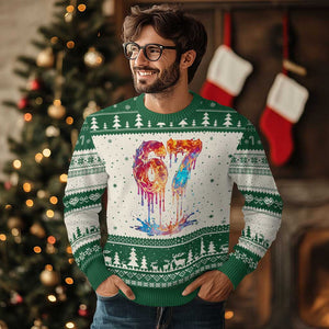 Burning Six Seven Ugly Christmas Sweater Drip Fire Flame Meme TS12 Beige Green Print Your Wear