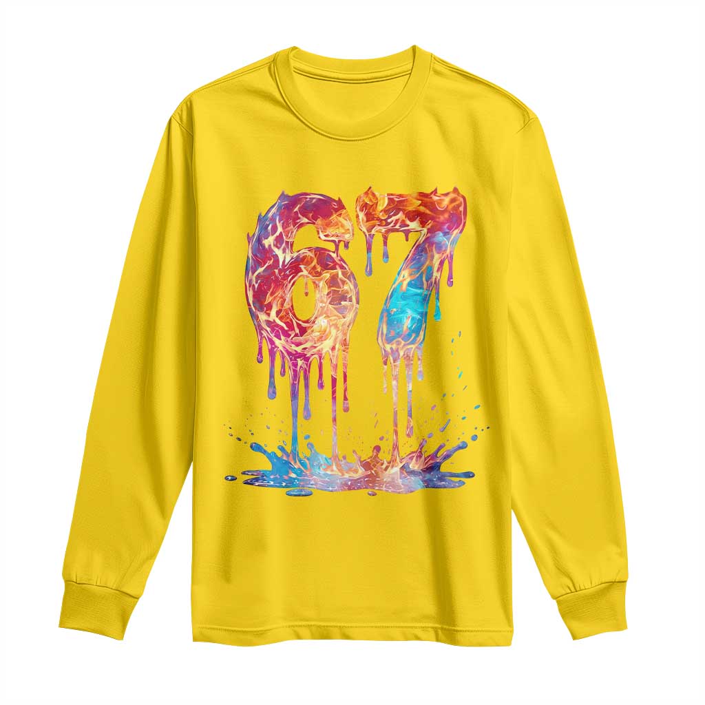 Burning Six Seven Long Sleeve Shirt Drip Fire Flame Meme TS12 Daisy Print Your Wear