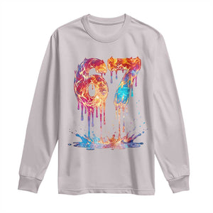 Burning Six Seven Long Sleeve Shirt Drip Fire Flame Meme TS12 Ice Gray Print Your Wear