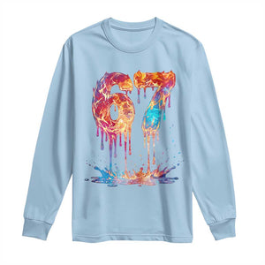 Burning Six Seven Long Sleeve Shirt Drip Fire Flame Meme TS12 Light Blue Print Your Wear