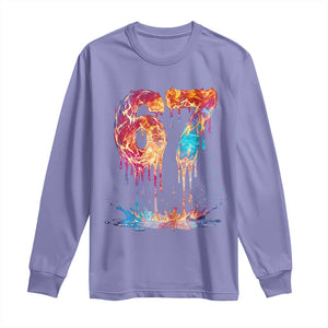 Burning Six Seven Long Sleeve Shirt Drip Fire Flame Meme TS12 Violet Print Your Wear