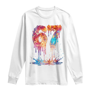 Burning Six Seven Long Sleeve Shirt Drip Fire Flame Meme TS12 White Print Your Wear