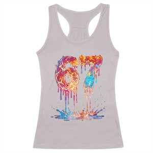 Burning Six Seven Racerback Tank Top Drip Fire Flame Meme TS12 Ice Gray Print Your Wear