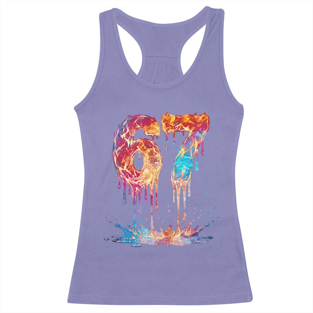Burning Six Seven Racerback Tank Top Drip Fire Flame Meme TS12 Violet Print Your Wear