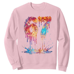 Burning Six Seven Sweatshirt Drip Fire Flame Meme TS12 Light Pink Print Your Wear