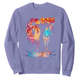Burning Six Seven Sweatshirt Drip Fire Flame Meme TS12 Violet Print Your Wear