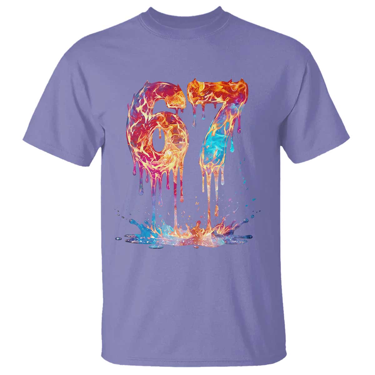 Burning Six Seven T Shirt Drip Fire Flame Meme TS12 Violet Print Your Wear