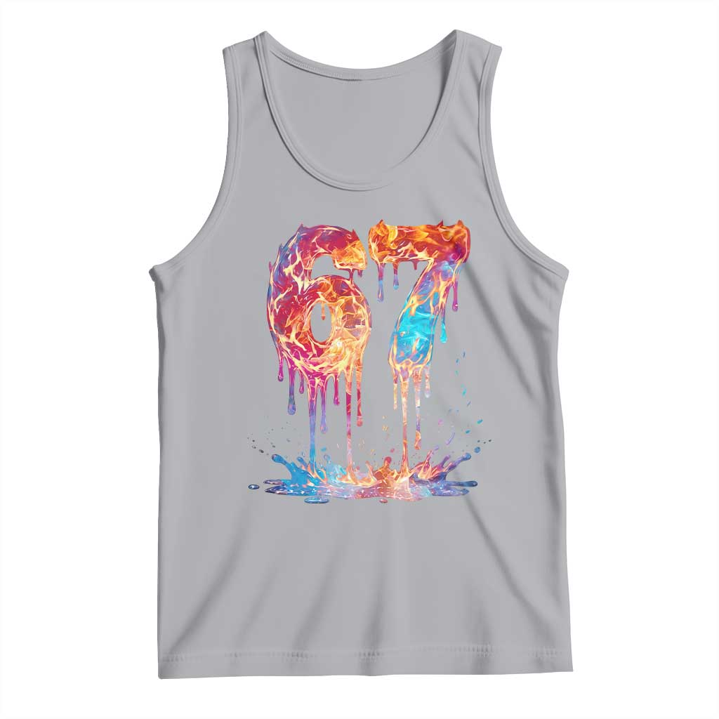 Burning Six Seven Tank Top Drip Fire Flame Meme TS12 Athletic Heather Print Your Wear