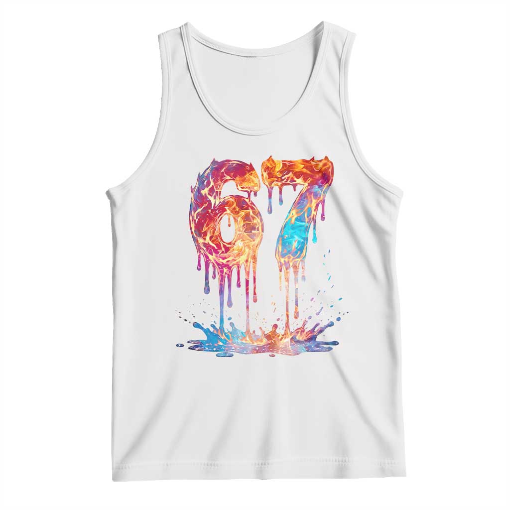 Burning Six Seven Tank Top Drip Fire Flame Meme TS12 White Print Your Wear