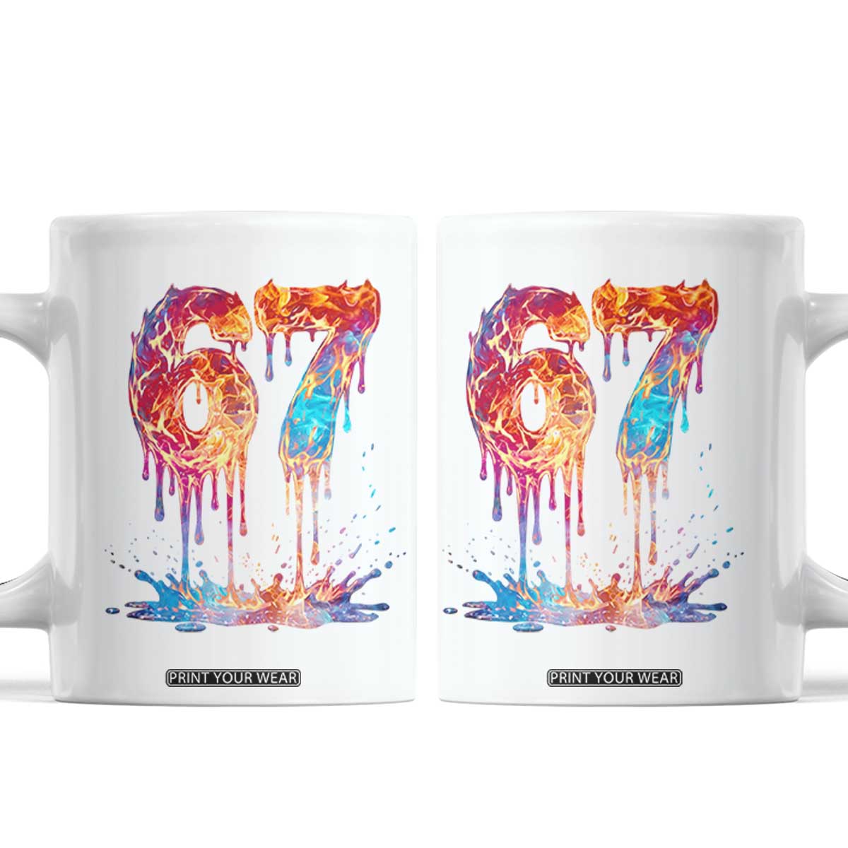 Burning Six Seven Coffee Mug Drip Fire Flame Meme TS12 White Print Your Wear