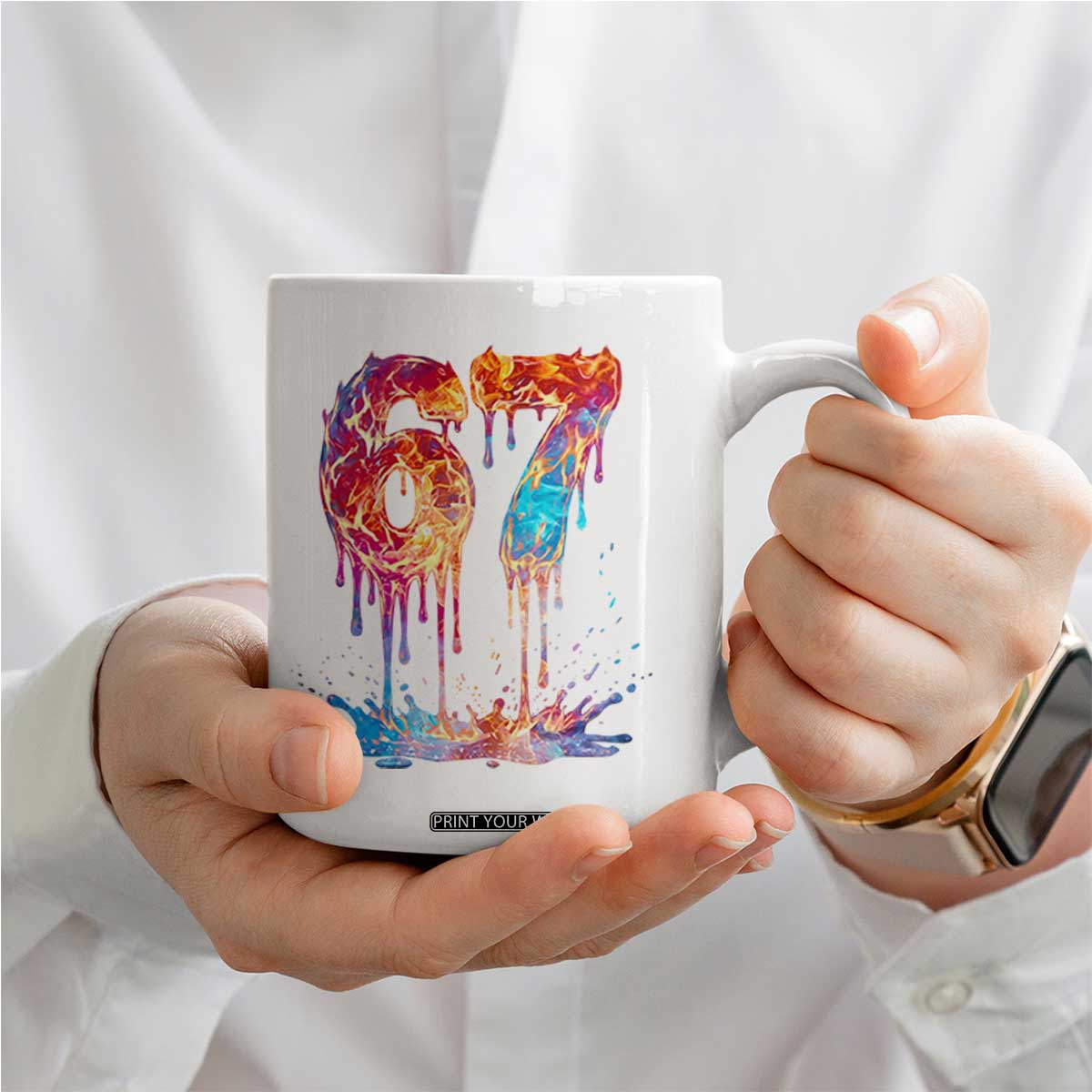 Burning Six Seven Coffee Mug Drip Fire Flame Meme TS12 Print Your Wear
