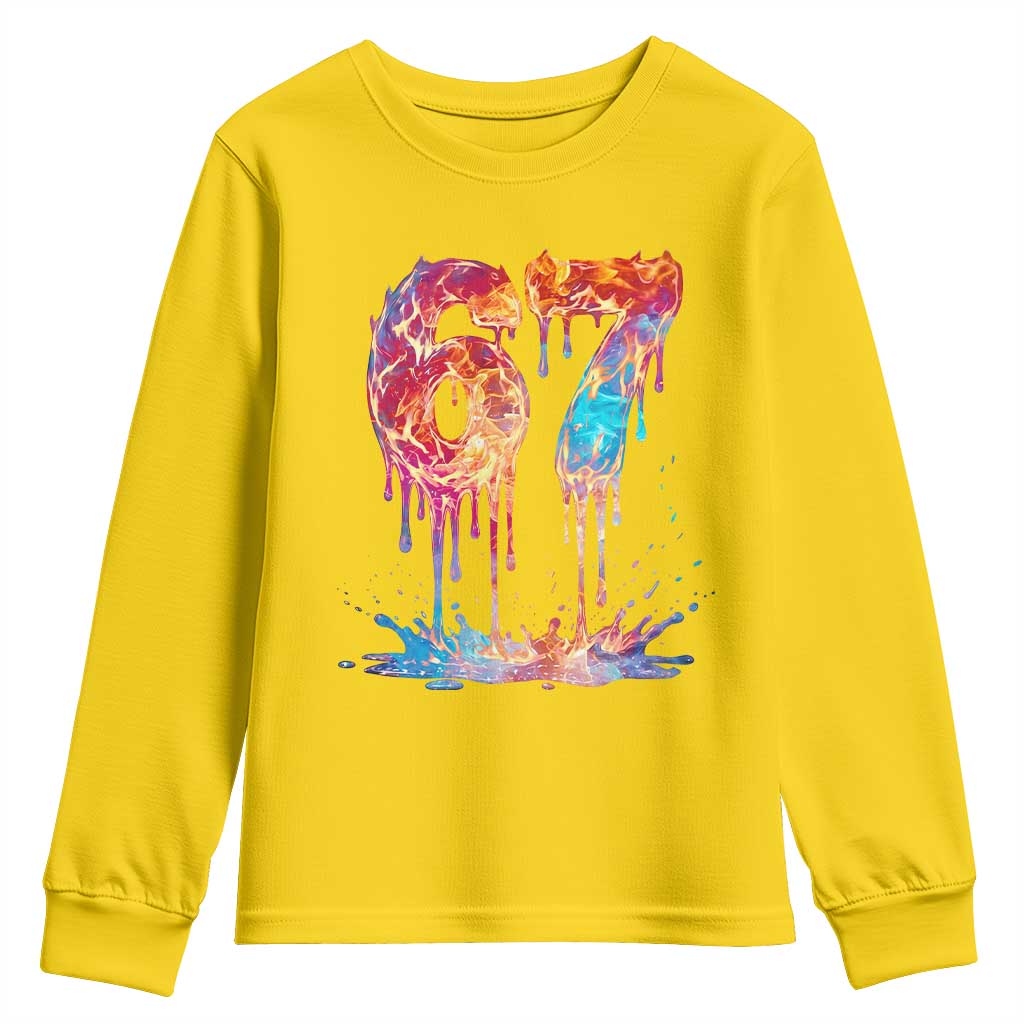 Burning Six Seven Youth Sweatshirt Drip Fire Flame Meme TS12 Daisy Print Your Wear